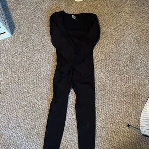 Women’s workout seamless jumpsuit, ribbed one piece long sleeve , size small
